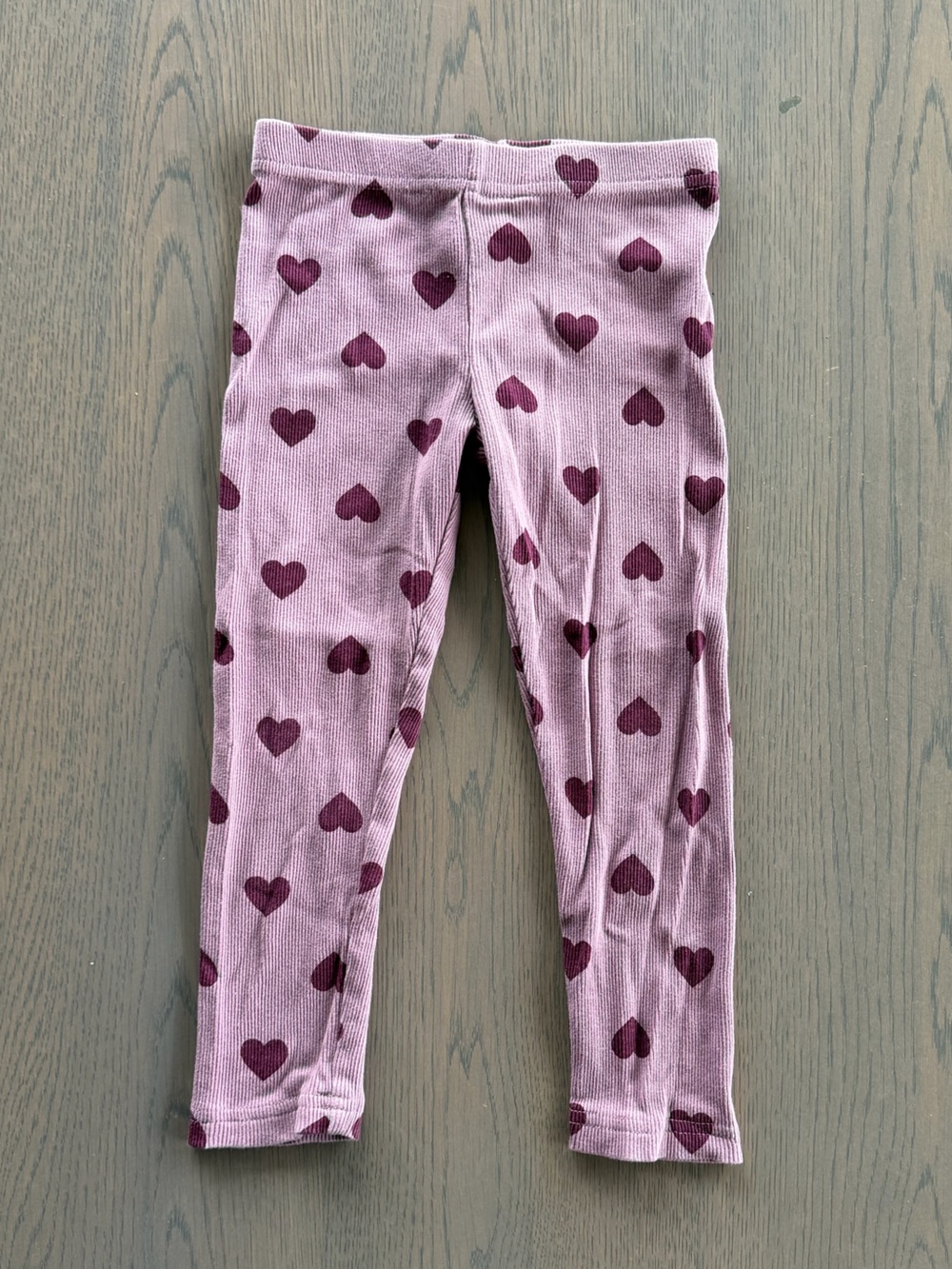 Carter's Mauve Leggings with Burgundy Heart Print